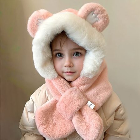 Vinterlue & Skjerfsett med katteører - Varmt og tykt for barn 3-8 år