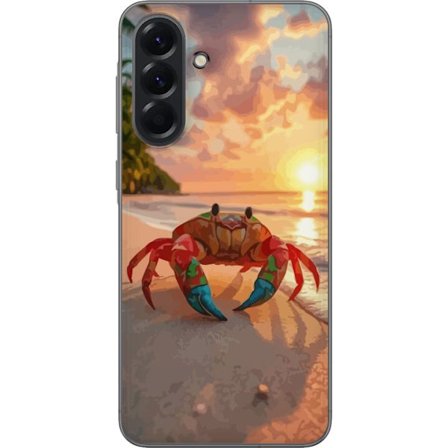 Kompatibelt Mobildeksel til Samsung Samsung Galaxy A56 Fargerik strandkrabbe ved solnedgang tropisk strand med havbølger og sommerfølelse fulle av l