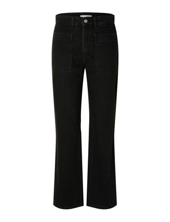 Slfkate-Marley Hw Black Str Pocket Jeans Black Selected
