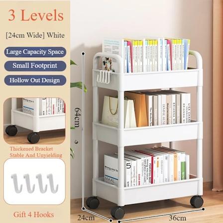 Mobil Opbevaringstrolley Vogn Multi-lags Stativ Vogne Multifunktionel Husholdnings Snackvogn Opbevaringshylde Multi-etagers Snacks Stativer 3 Tier 