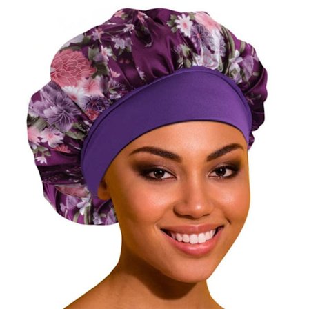 Satin Sleep Cap Silky Satin Bonnet PURPLE