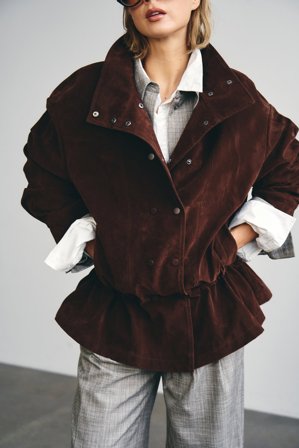 Laura Wittek x NA-KD - Jakke i imitert semsket skinn med detaljer i livet - Jakker i imitert skinn - Brun - EU 34