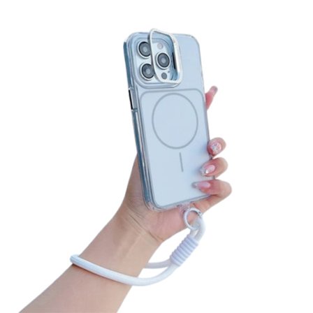 Mobilskal till iPhone 15 Pro MagSafe Lens Kickstand med Handrem - Vit