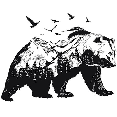 Svart-hvite veggklistremerker med dyresilhuetter for stue