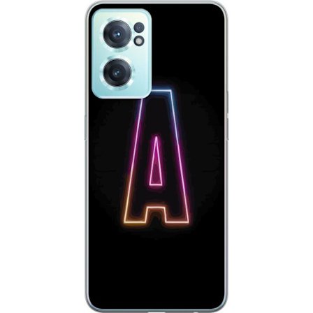 Yhteensopiva Puhelinkuori OnePlus OnePlus Nord CE 2 5G Minimalistinen neonkirjain A sateenkaarenvärisessä valossa mustaa taustaa vasten modernissa t
