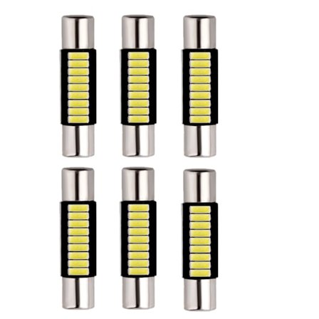 6 stk 29mm 6614F Festoon LED Bil til Bil, Ekstremt Sterk 9-SMD 4014