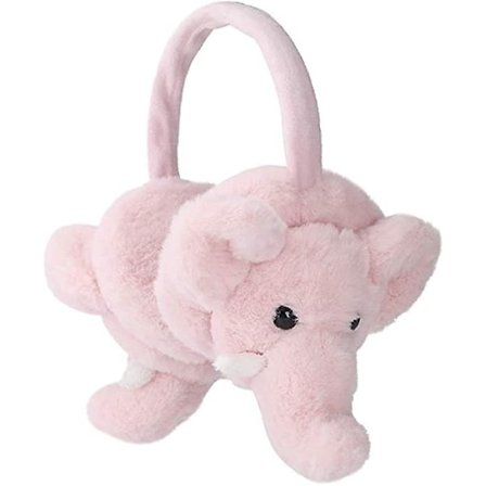 Myke Elefant Ørevarmere for Barn - Kunstig Pels, Søte Ørevarmere, Varme Pussede Ørevarmere, Rosa