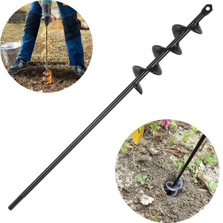 Trädgårdsborr, Jordborr, Borr för plantering, Spiral trädgårdsborr, Jordhålsborr, 4*45cm, För pla