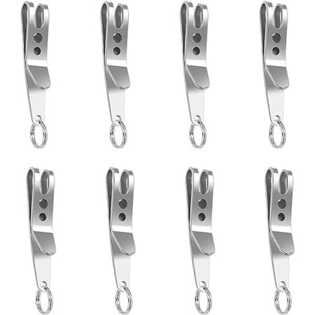 8 stk. hængeklips til ophængning af EDC-artikler nøgler lommelygte lighter flashdrev nødfløjte multifunktionel lommeklips nøglebælteklips udendørs 