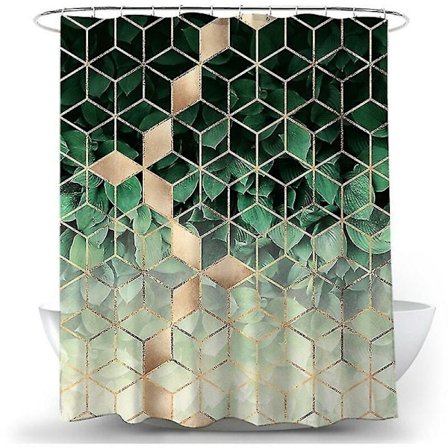 1 st duschdraperi Geometrisk enkel duschdraperi för upphängning (Grön 180 180 cm)
