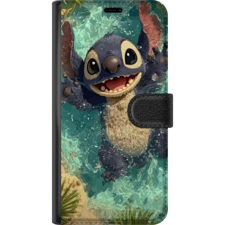 Kompatibelt Plånboksfodral till Samsung Samsung Galaxy S24 FE Glad blå fantasivarelse som leker i kristallklart vatten, sprudlande energi, tropisk s