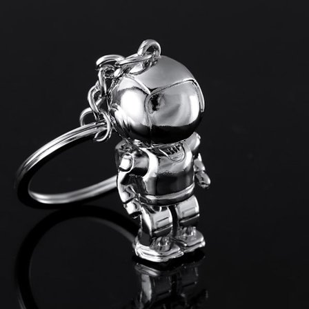 Astronaut Rymd Robot Mässing Nyckelring Hänge Man Bil Midja Spänne Hängande Koppar Nyckelring Ring Berlock Tillbehör Vän Present Silver