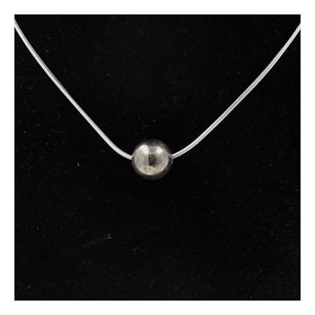 Stenar och mineraler. 1 Spansk Pyrit pärlhalsband 8 mm Rostfri kedja.