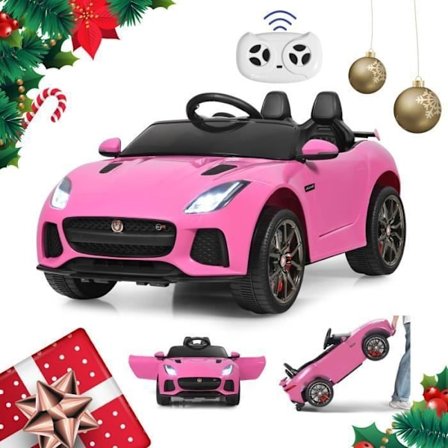 Jaguar elbil 12V/4,5 til børn 3-8 år, 2,4G fjernbetjening, 3-5 km/t, 2 motor, MP3, USB, TF, Pink Story