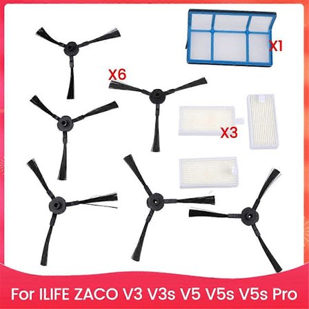 Filterborste Ersättningsdelar Tillbehörsset för ILIFE ZACO V3 V3s V5 V5s V5s Pro Dammsugare Par (Fww)