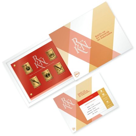 Holland - De kongelige regalier - Mappe med 5 postfriske frimærker i 24 karat guld