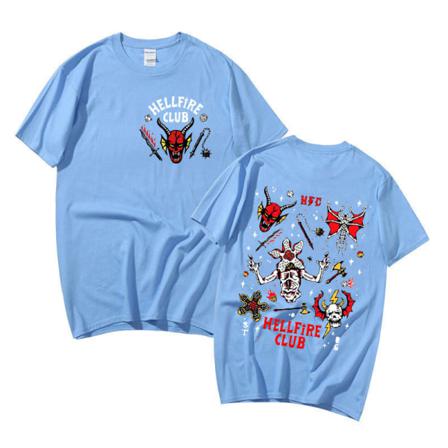 Hellfire Club Print Fashion T-shirt Toppar För Män Och Kvinnor Light Blue S
