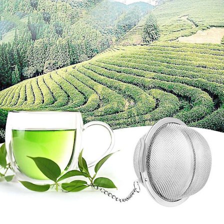 Teinfuserkule i rustfritt stål med låsende nettfilter i 3 størrelser