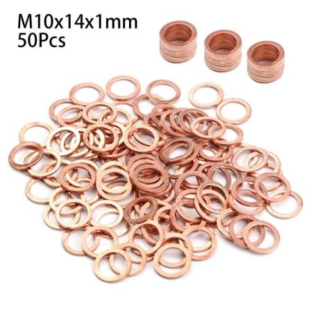 50 kpl/100 kpl kuparialuslevyn tasarengastiiviste 50 kpl M10X14X1MM 50Pcs M10x14x1mm