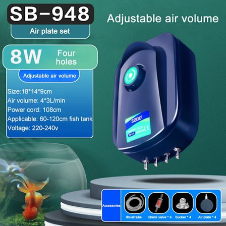 SOBO Silent Aquarium Oxygen Air Pump Fish Tank Adj