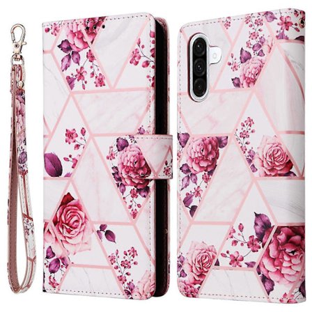 Til Samsung Galaxy A17 A17 5G A26 5G Etui Lakeret Marmormønster Læder Telefon Cover med Håndledsrem