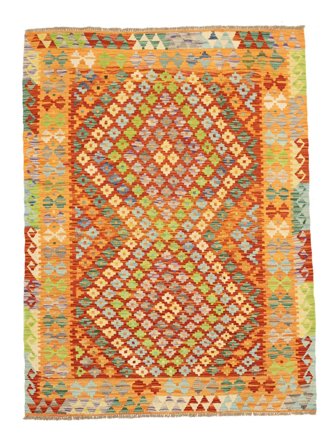 Orientalisk Kelim Afghan Old Style Matta 150X195 Orange/Mörkröd Ull