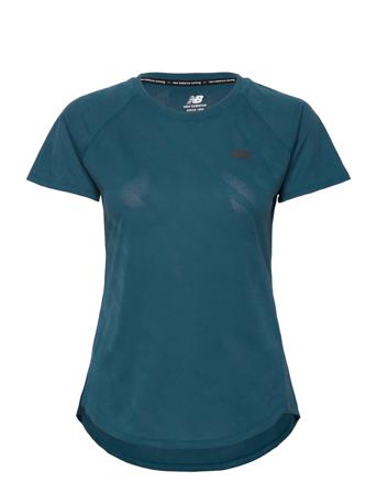 Q Speed Jacquard Short Sleeve T-shirt Top Blå New Balance