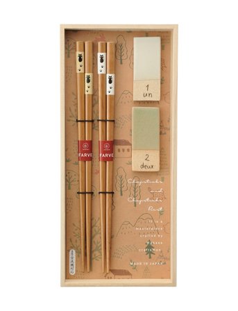 Kawai Kawai Gift Set Chopsticks And Chopstick Rest Cats - Brown - ONE SIZE