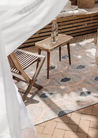 Lavable Tapis D’intérieur/Extérieur Géometrique Cosmou Rouge Corail