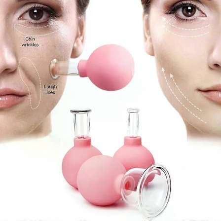 Massagekoppar i gummi, vakuum för ansikte och kropp, massage med glaskoppning, ansiktslyft, anti-cellulit, kinesisk massageverktyg