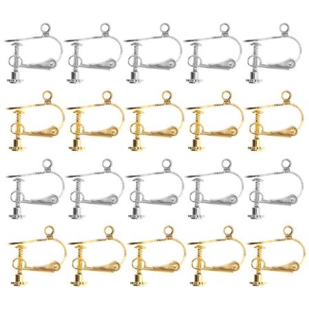 20 stk Pluggadaptere Ikke-Piercede Ørepynt Komponenter Ikke-Piercede Ørepyntkroker Klipsørepynt Klemme Ea Assorted Color 1.5X1.5cm