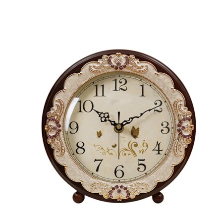 Vintage bordklokke, retro stillegående europeisk stil ved siden av skrivebordsklokke batteridrevet stille kvartsbevegelse for soverom stue innendørs (