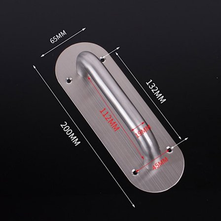 Dra og trykk dørplatehåndtak i rustfritt stål, kraftig låvedørhåndtak for skur, kommersiell branndør med monteringsskruer (liten rund type)