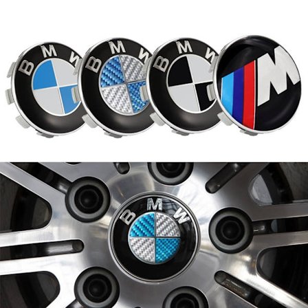 4-pack - BMW Centrumkåpor / Hjulnavsemblem - Bil 68mm - Kolfiber