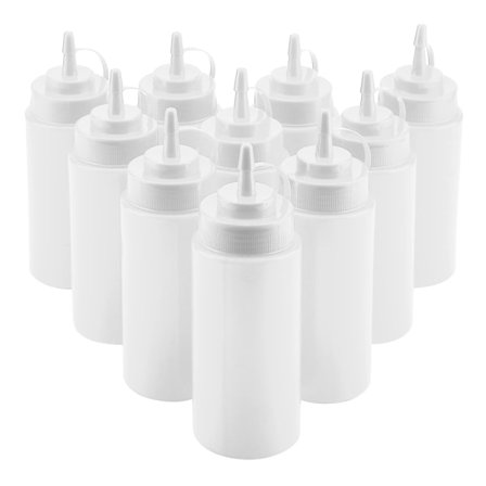 460ml 10 stk/sett Plast krydderdispenser for olje, eddik og krem (hvit)