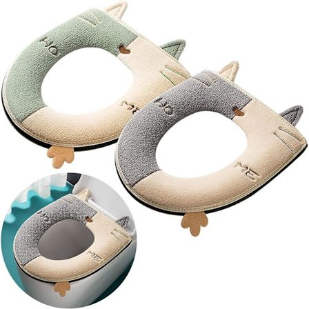 Tjock toalettstolssitsöverdrag är universellt, varmt, tvättbart och återanvändbart 2 st (grå + grön)