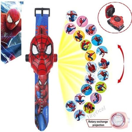 Spider Man klocka med projektorfunktion 24 bilder Bildspel Julklapp