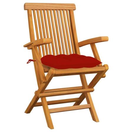 Vidaxl Trädgårdsstolar Med Röda Dynor 3 St Massiv Teak Röd