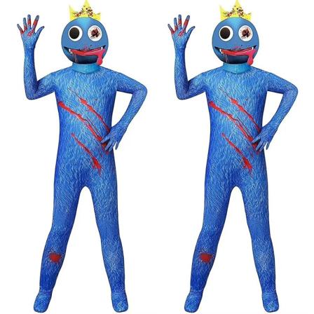 Børns Roblox Rainbow Friends Kostume Halloween Fest Cosplay Jumpsuit Med Maske 5-12 År 6-7Years