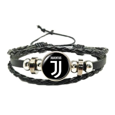 Jud- Fotballfans Tid Juvel Vev Justerbar Lær Rep Armbånd Juventus Black