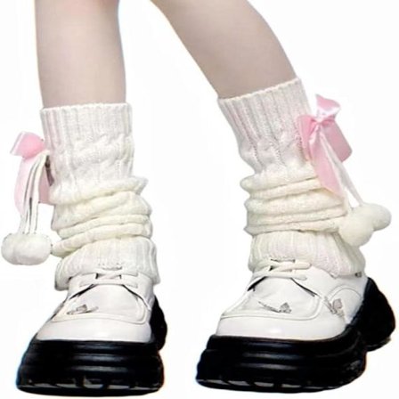 Lange Lolita Harajuku benvarmere til kvinder - Japanske uldkabelstrikkede lårhøje løse strømper, perfekte til Kawaii Street Fashion & Cosp