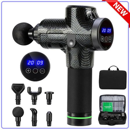 Massagepistol Muskelafslapning Fitness 30 Gear 6 Kulfiberhoveder