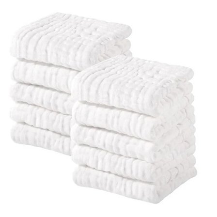 Vaskeklude til baby, økologisk bomuld, superblødt babyhåndklæde til sart hud, hurtigtørrende muslin stofbleer, 100% bomuld nyfødte badehåndklæder, 
