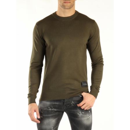 Richmond Round-neck Strik Grøn, Herre Strik, Størrelse: 2XL