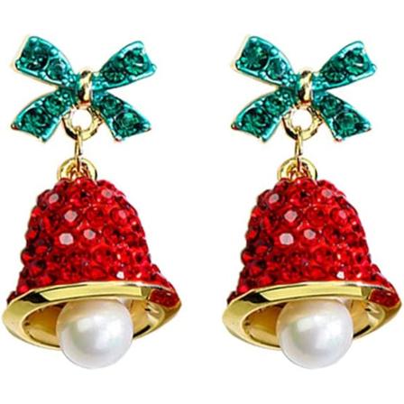 Röd Crystal Bell Christmas Hat Örhängen Claus Christmas Tree Dingle Örhängen