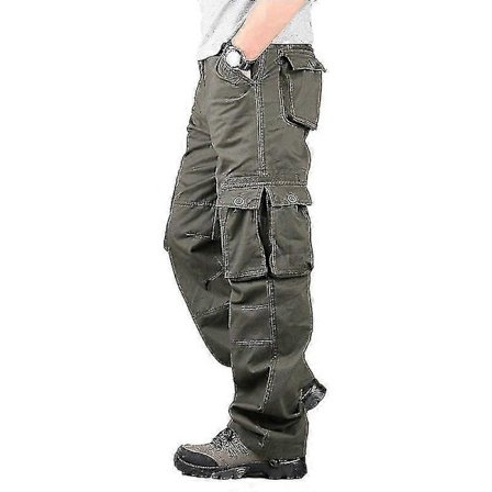Kevät Talvi Cargo Housut Miehet Monitasku Suora Miesten Sotilashousut Rento Löysät Housut Miehet Iso Koko
