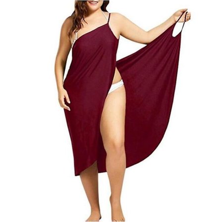 5XL Sexy Strandkjole for Kvinner med V-Utringning og Sling, Sommer 2020, Håndkle på Ryggen, Badetøy Cover Up, Wrap Robe, Tropiske Kjoler, Stor 