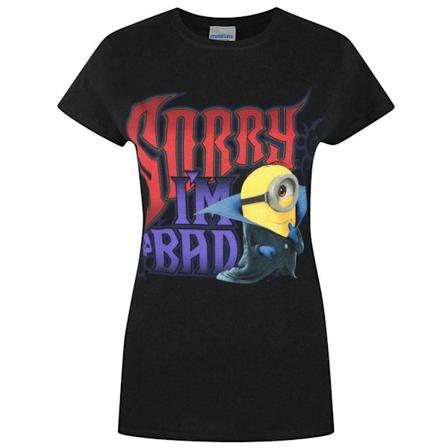 Minions Dam/Kvinnor Sorry I`m Bad T-Shirt XL Svart Black XL