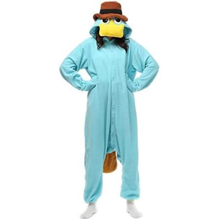 Unisex voksenkostume bold jul rollespil næbdyr heldragt pyjamas blå, blød og behagelig uden at skade din hud.