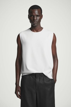 COS Men's Knitted Sports Tank Top in White